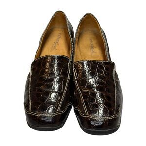 Natural Soul by Naturalizer Women 7.5M Loafer Brown Leather Casual Slip-On Shoes